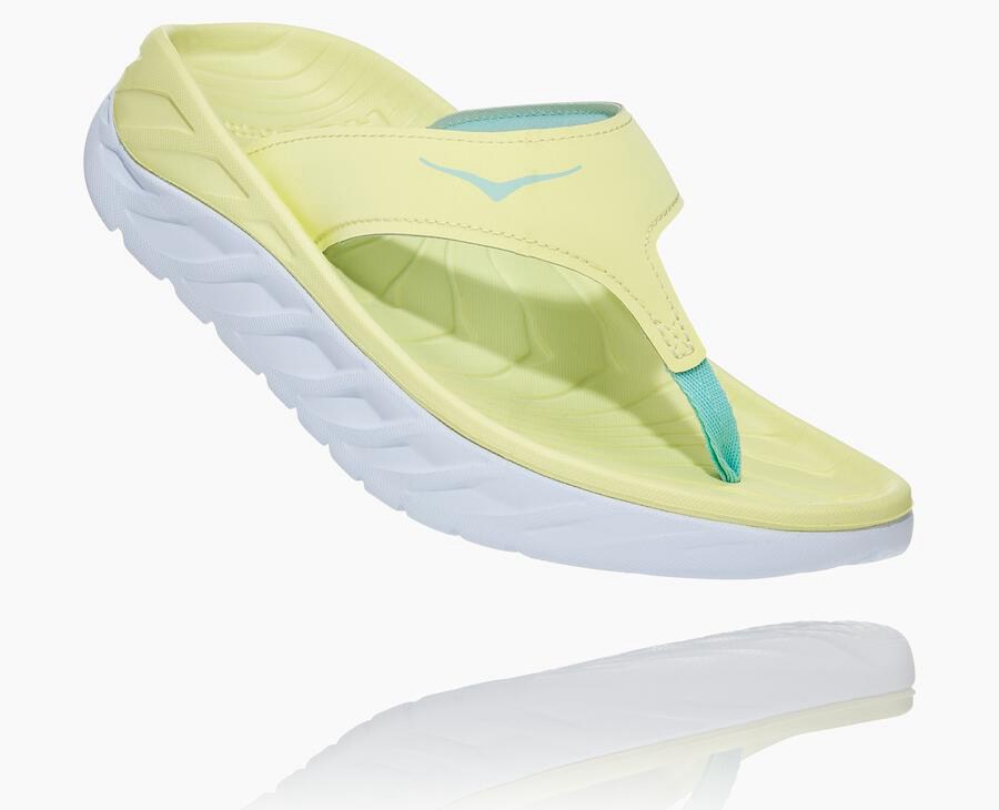 Sandalias Hoka One One Mujer - Ora Recovery Flip - Amarillo/Blancas - OIY246179